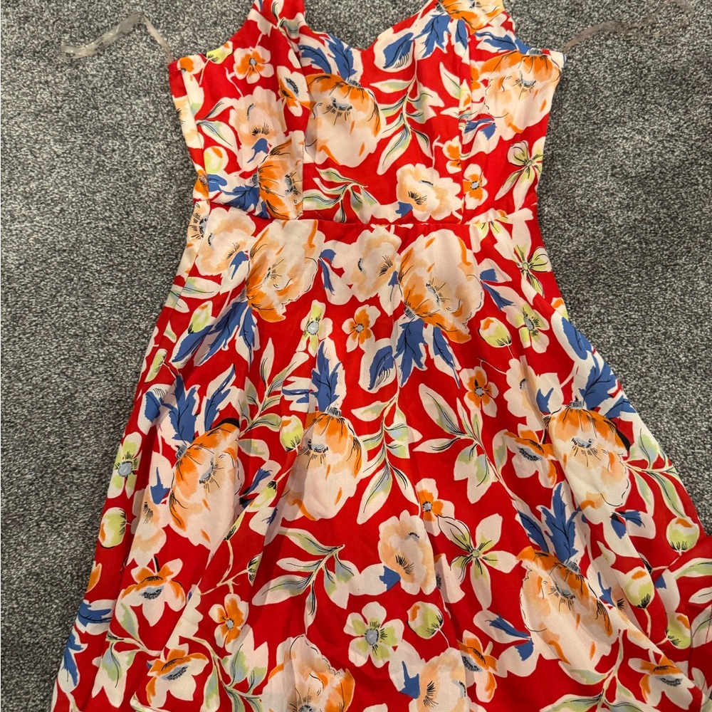 Floral Red Dress